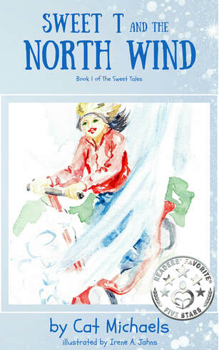 Sweet T book cover_sweet T riding a scooter and being pushed by the north windPicture
