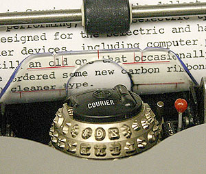 Font ball typing text on old IBM Selectric typewriter ~ www.catmichaelswriter.com