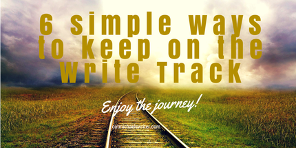 Picture: Railroadtracks stretching across a field: 6 simple ways to keep on the write track @ http://www.catmichaelswriter.com/cats-corner-blogging-about-books-writing-and-more/six-simple-ways-to-keep-on-the-write-track