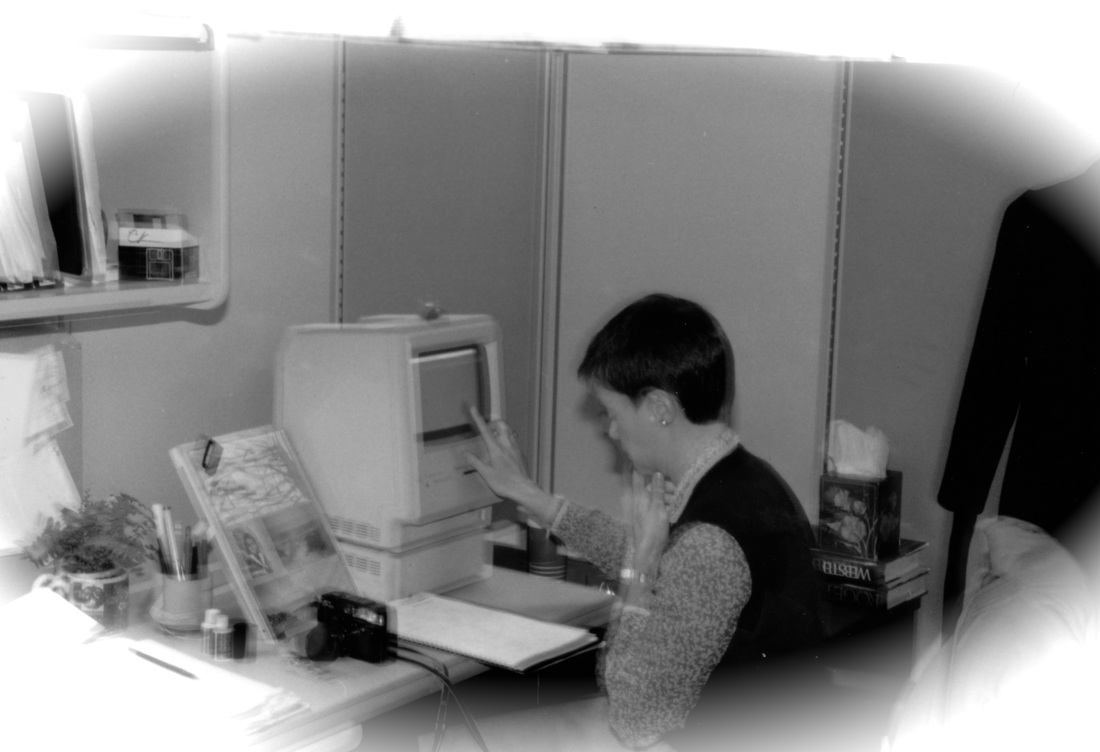 Apple's early Macintosh computer used in Cat Michael's office ~ www.catmichaelswriter.com